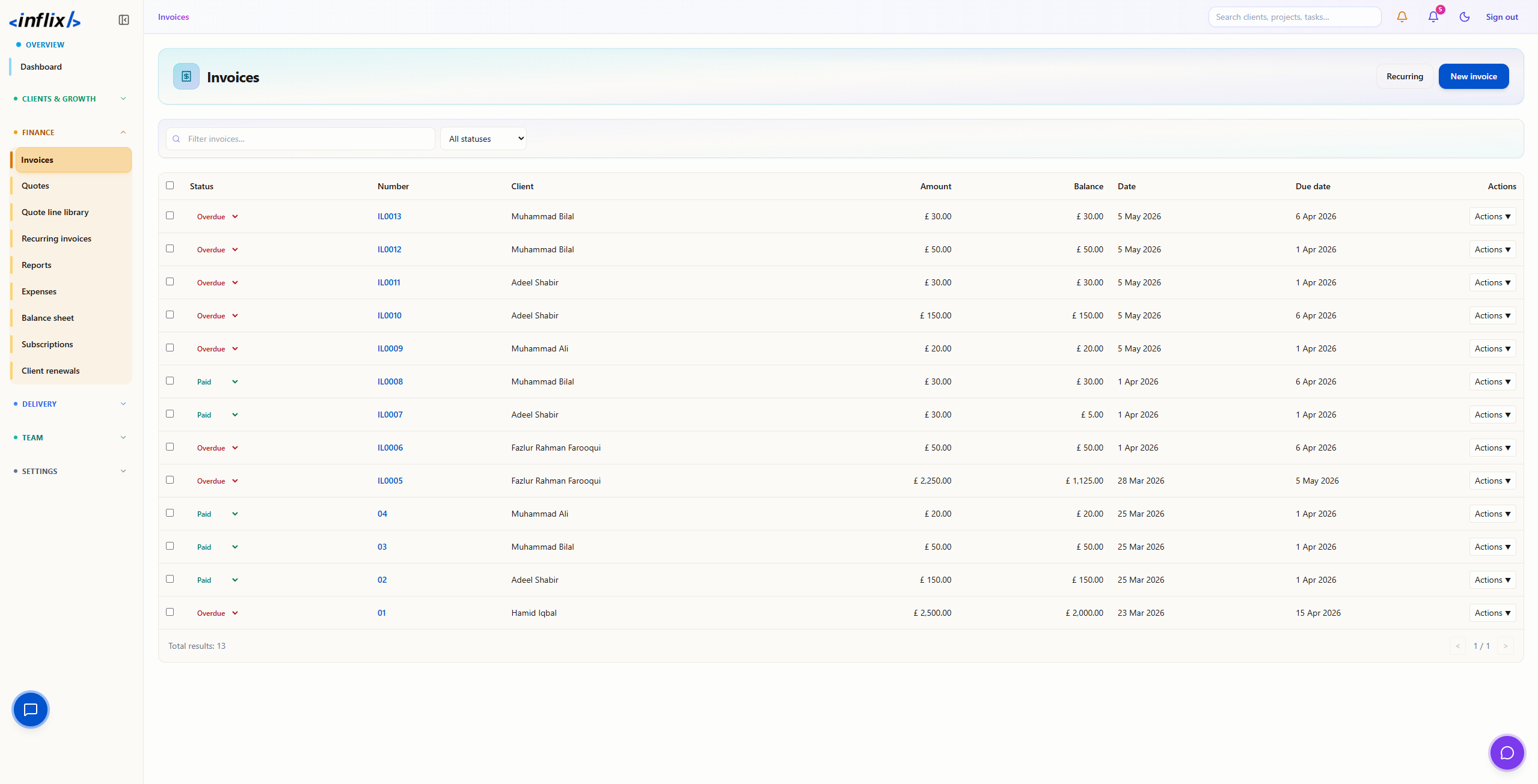 Flixhub invoice and finance