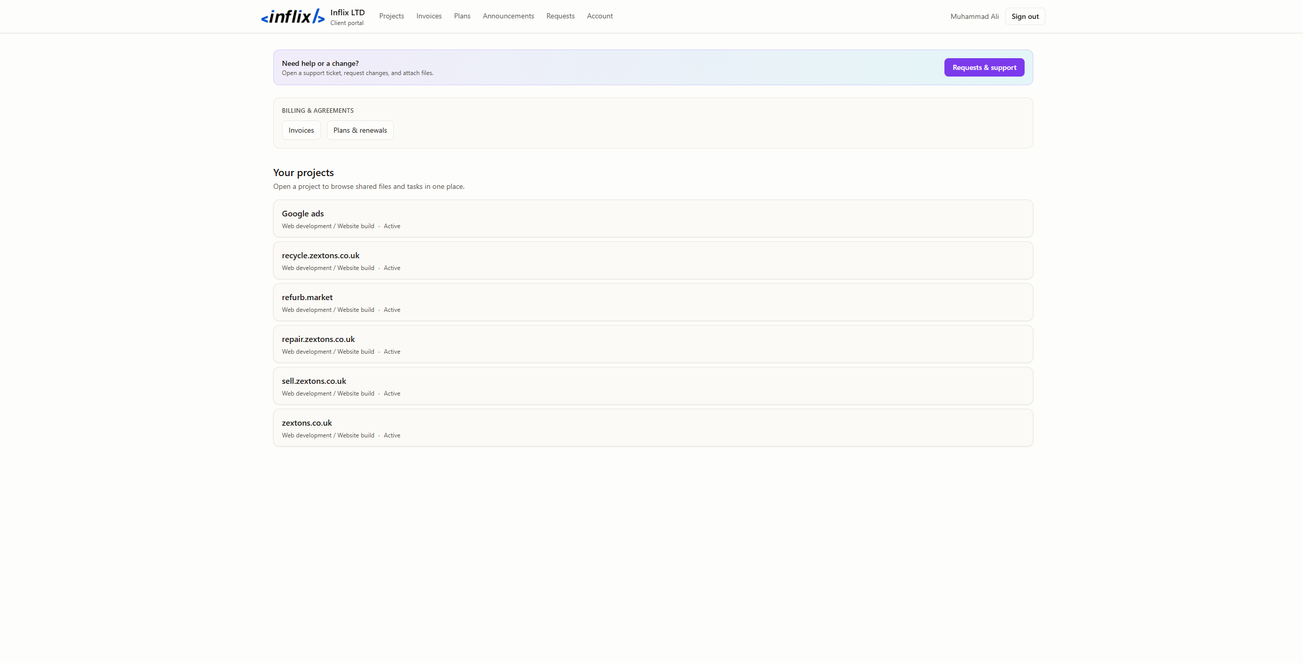 Flixhub client portal